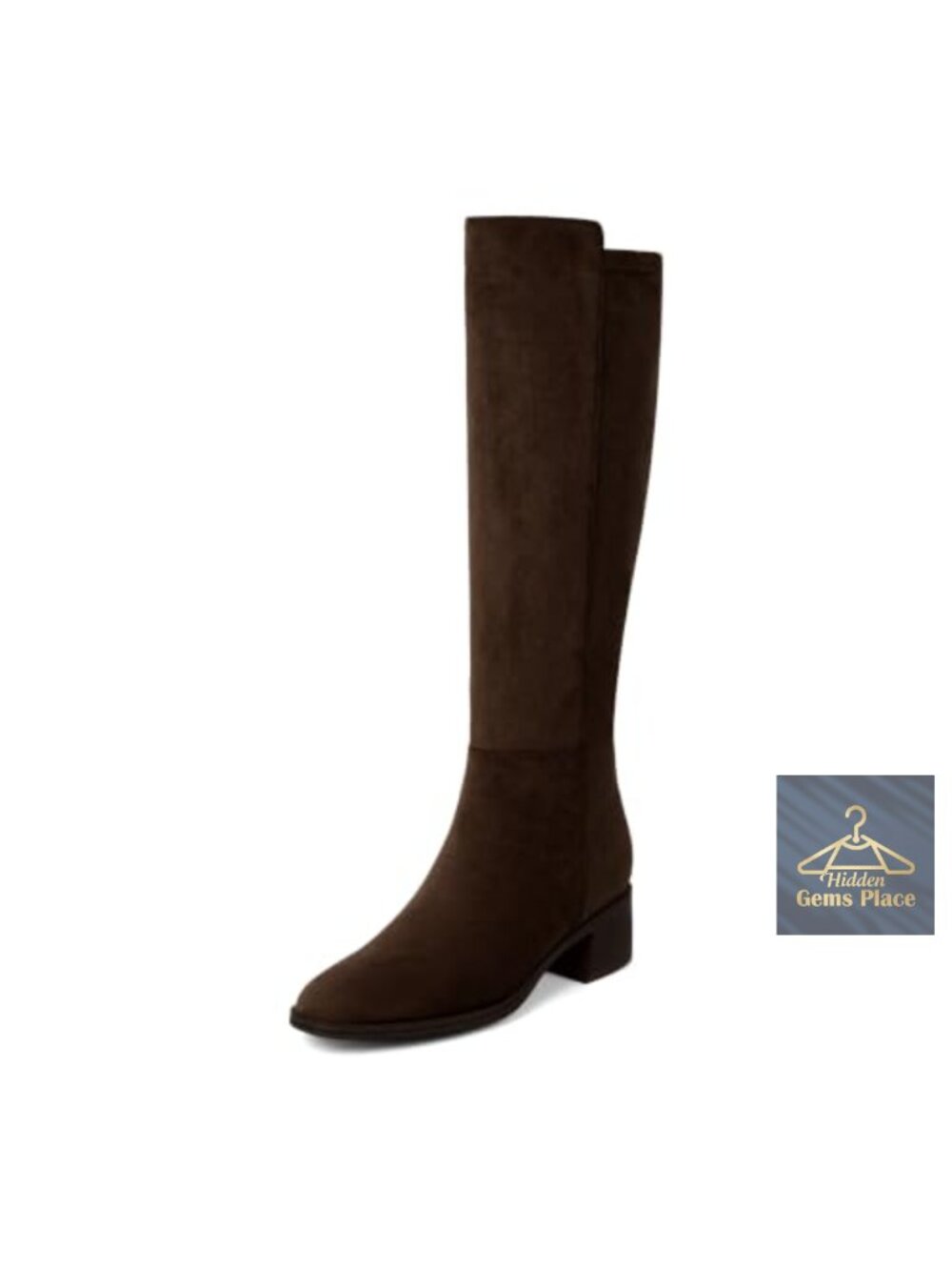 Women's Faux Suede Knee High Boots Stretchy Low Block Heel Tall Boots